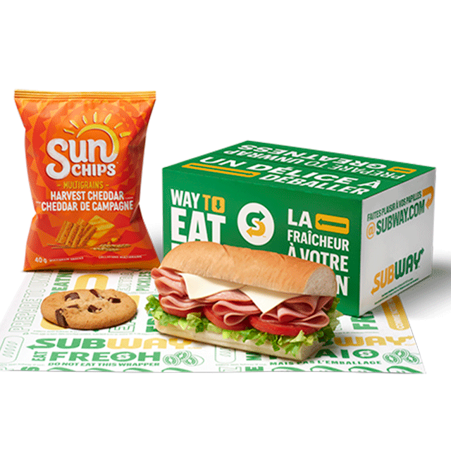 Get a lunch box with a sub, chips and a cookie.